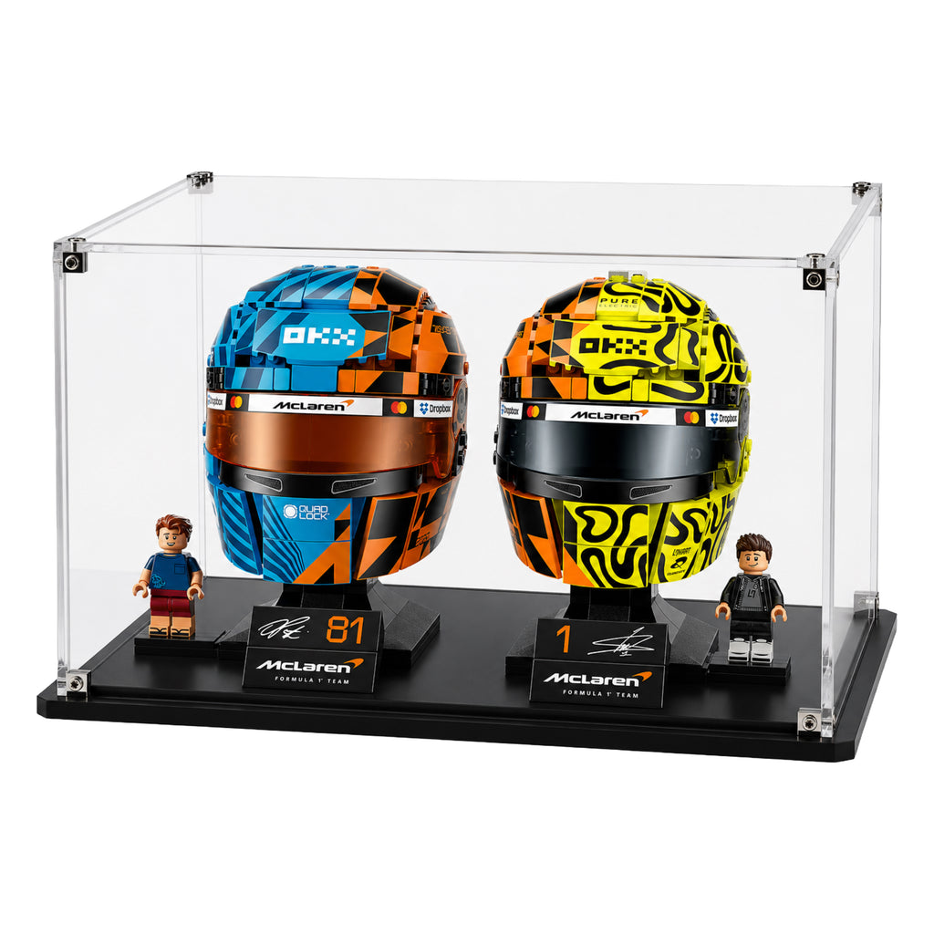 Display Case For LEGO® Mclaren Lando Norris Helmet (43023) & Oscar Piastri Helmet (43017)